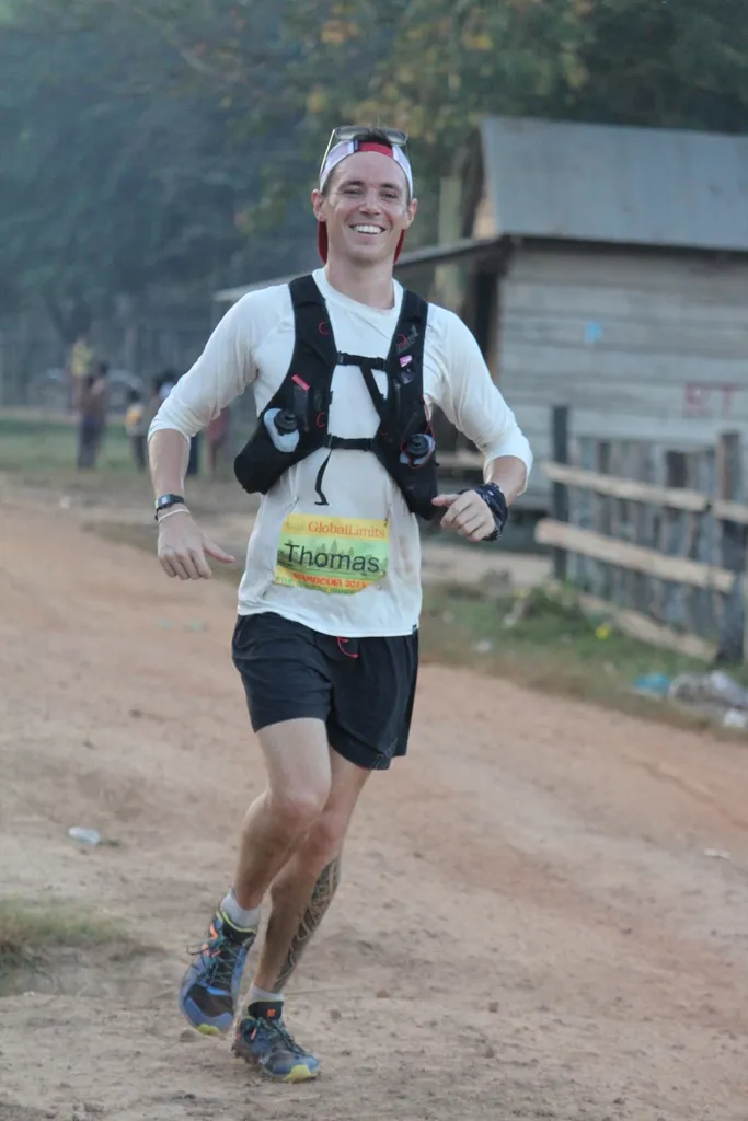 Thomas running in Cambodia